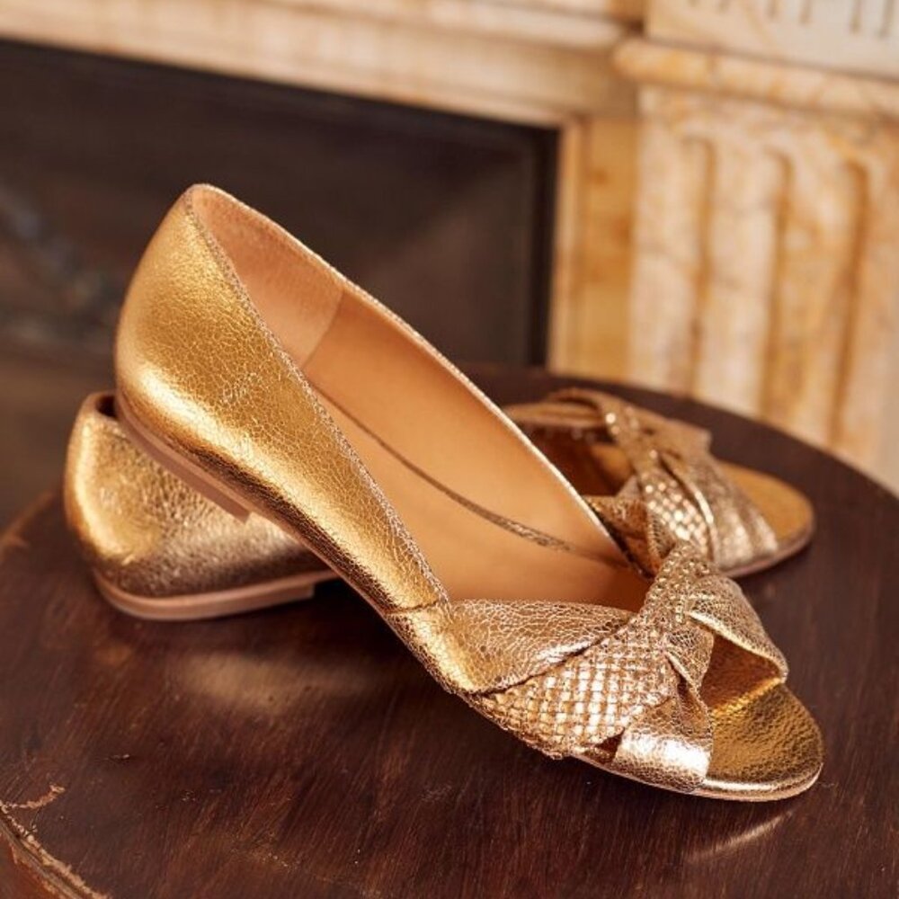 Sezane Low Romane ballerinas Gold Sz 7 EU 38